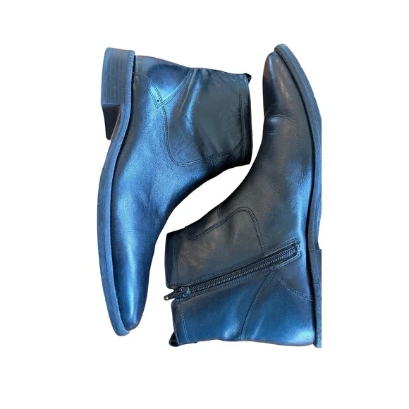 Johnston & Murphy Men's Black Leather Ankle Boots 11M Sheepskin Zip - Picture 4 of 8